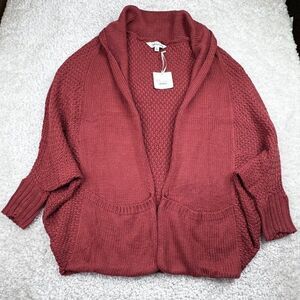 Davi & Dani Chill Of Fall Cardigan Sweater Rust Red Orange NEW